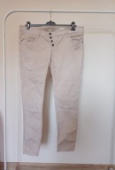 spodnie dżins denim 1982 jasny róż proste strecz 46 średni stan na guziczki