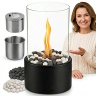 BIOKOMINEK WOLNOSTOJĄCY 27x16cm CZARNY BEZDYMNY STOŁOWY + GRATIS KAMYCZKI