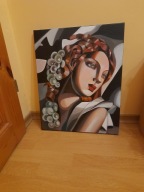 Tamara Łempicka Z winogronami rękodzieło 50 na 35 cm - obraz