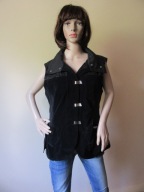 SPORTMAX CODE czarna sztruksowa kamizelka metalowe zapięcia _ XL