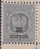 opłata konsularna, wzór nie wprowadzonych znaczków, PWPW, nadruk 20 zlotych