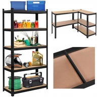 REGAŁ METALOWY DREWNIANY BEZ ŚRUB 5 PÓŁKI GARAŻ BEZ ŚRUB 180X90X30 175KG