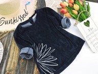 Bakito - welurkowa bluza , metaliczny kwiat r 98