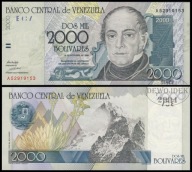 BNB - WENEZUELA 2000 Bolivares 1998 A 52919153 # P80 # UNC