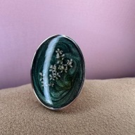 Pierścionek regulowany z żywicy z prawdziwymi kwiatami polnymi handmade