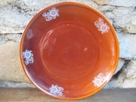 PRL - BRĄZOWY Płaski Talerz Obiadowy _śr. 24 cm_Porcelit PRUSZKÓW