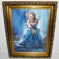 Stanisław Wesołowski " W oczekiwaniu" Olej na płótnie 50 x40 cm