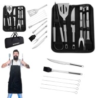 AKCESORIA DO GRILLA SZTUĆCE ZESTAW ZE STALI NIERDZEWNEJ 9W1 PRZYBORY Z ETUI