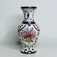 Bohemia, wazon posrebrzany, dekor kwiatowy 22 cm