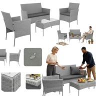 DUŻY ZESTAW MEBLI OGRODOWYCH NA BALKON TARAS SZARY RATTAN KOMPLET STOLIK XL