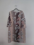 Beżowa elegancka sukienka damska midi w kwiaty 50