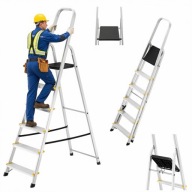 Drabina aluminiowa 6 stopni 150 kg domowa jednostronna z podestem 3,19 m