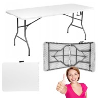 STÓŁ SKŁADANY 180CM OGRODOWY CATERINGOWY WALIZKA MOCNY TARAS BALKON BIAŁY