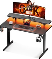 ODK Biurko gamingowe z oświetleniem LED , USB , 80 cm, z półką na monitor