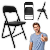 KRZESŁO SKŁADANE OGRODOWE DOMOWE TABORET METALOWE LEON CZARNE CATERINGOWE