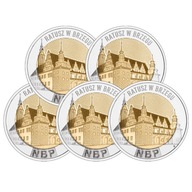 5x Moneta 5 złotych Odkryj Polskę Ratusz w Brzegu 2025
