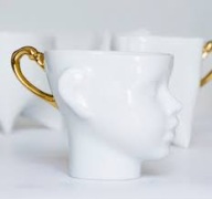 ENDE FILIŻANKA GŁOWA ZŁOTE UCHO KOLEKCJONERSKA porcelana kostna DESIGN