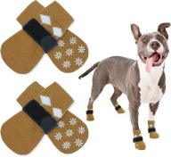 Skarpetki dla psa antypoślizgowe bawełniane regulowane XL 4szt Brązowy