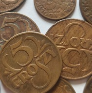 1,2,5 groszy 1939, 1938, 1937, 1936,1928,1923, 2RP
