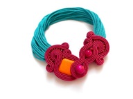 BRANSOLETKA SUTASZ fuksja z turkusem 100%hand made