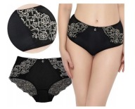Majtki koronkowe Lanny Mode Czarno-kremowe haft 51679 rozmiar 2XL