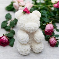 Świeca DEKORACYJNA Różany Miś z Róż Niedźwiadek SOJOWA Prezent Naturalna