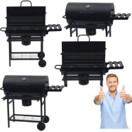 GRILL WĘGLOWY OGRODOWY DUŻY PRZENOŚNY Z POKRYWĄ PÓŁKAMI POPIELNIK TERMOMETR