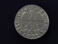 Moneta 5 złotych żaglowiec 1936, super stan, srebro (150)