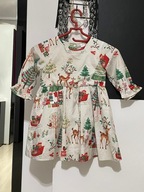 5 Sukienka kolorowe motywy bożonarodzeniowe Mikołaj rozpinana 4 lata 104 cm