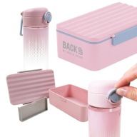 ZESTAW ŚNIADANIÓWKA I BIDON LUNCH BOX RÓŻOWY DO SZKOŁY DO PRACY 600 ML
