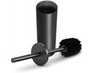 SZCZOTKA TOALETOWA WC STOJĄCA STALOWA antybakteryjna CZARNA ZAMYKANA