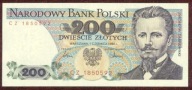 200 zł. 1986 r. ser. CZ UNC b. rzadka seria - PIĘKNY !!!