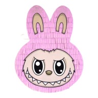 Piniata urodzinowa Labubu różowa. Zestaw z kijem i konfetti.