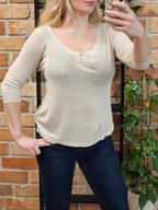 Stradivarius sweter swetr lniany 100% len bluzka guziki r M