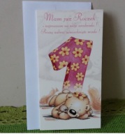 kartki okolicznościowe rozkładane zaproszenie "mam już roczek" kpl.3szt