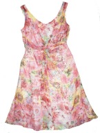 PER UNA_Śliczna SUKIENKA_ecri kolorowe kwiaty delikatna 100% jedwab_40/42