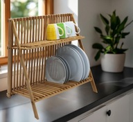 Ociekacz bambusowy na naczynia 2-poziomowy składany 60x29 montaż ścienny