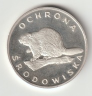 PRL 100 zloty ochrona srodowiska Bobr 1978 srebro
