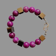 Bransoletka z fioletowych jaspisów i prawdziwych hematytów