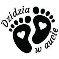 DZIDZIA W AUCIE dziecięce stopy Naklejka bez tła na auto wodoodporna