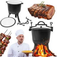 KOCIOŁEK ŻELIWNY EMALIOWANY 10L MEYERHOFF GARNEK OGNISKO MYŚLIWSKI