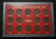 Wielka Brytania - 1 Farthing - Jerzy V - lata 1924-1936 komplet 14 monet