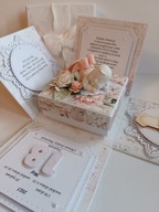 Ręcznie robiona kartka 3D, pamiątka Chrztu Świętego w postaci Exploding Box