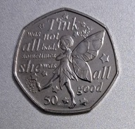 Wyspa Man 50 pensów 2020r. Piotruś Pan - Dzwoneczek BCM