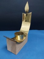 Stary designerski świecznik metal drewno art