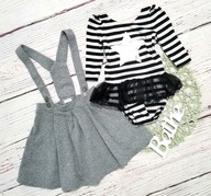 Spódnica na szelki bluzka body z tiulem 98cm 104cm