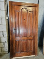 DRZWI Zewnętrzne Drewniane Sosnowe Wejściowe Pełne 114x215cm