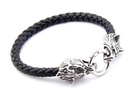 Bransoletka Skórzana Wilki M stal nierdzewna 316L punk moto rock