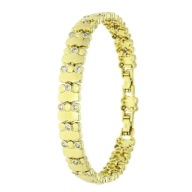 88629 Bransoletka 14k pozłacana 19-17 CM 9 MM elegancka z cyrkoniami