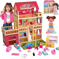 DREWNIANY DOMEK DLA LALEK KINDERPLAY GS0020 - BEZPIECZNY I MEGA WYPOSAŻONY